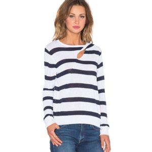 A.L.C Robinson Striped Cutout Sweater in Cotton Navy White